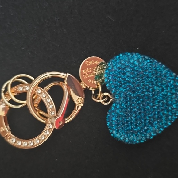 Teal Heart Keychain with Gold Accents and Wristlet - Picture 2 of 2